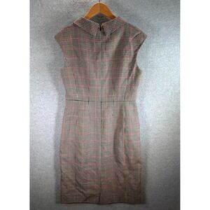 Brooks‎ Brothers Sheath Dress Women 8 Black Red Wool Houndstooth Moon British
